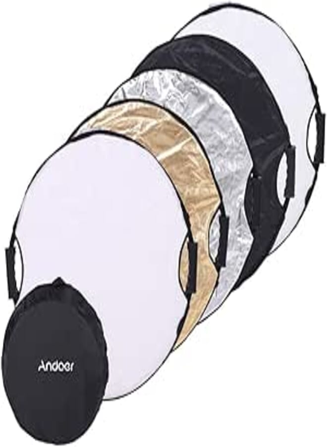 Andoer Round Collapsible Multi-Disc Portable Photography Light Reflector (110cm, Black)
